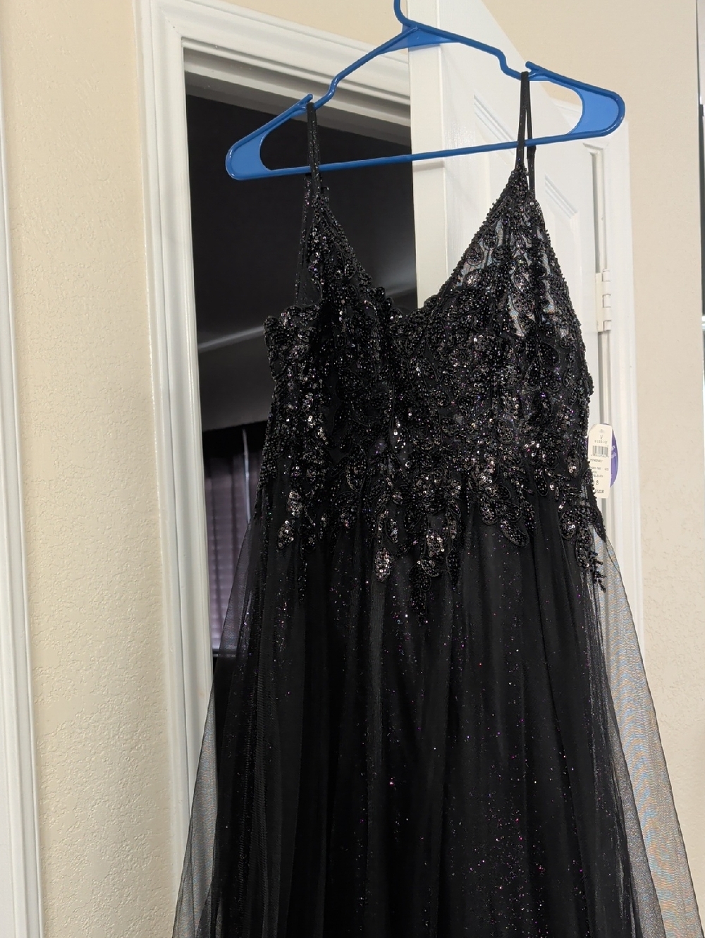 Windsor Black Beaded Tulle Prom Dress
